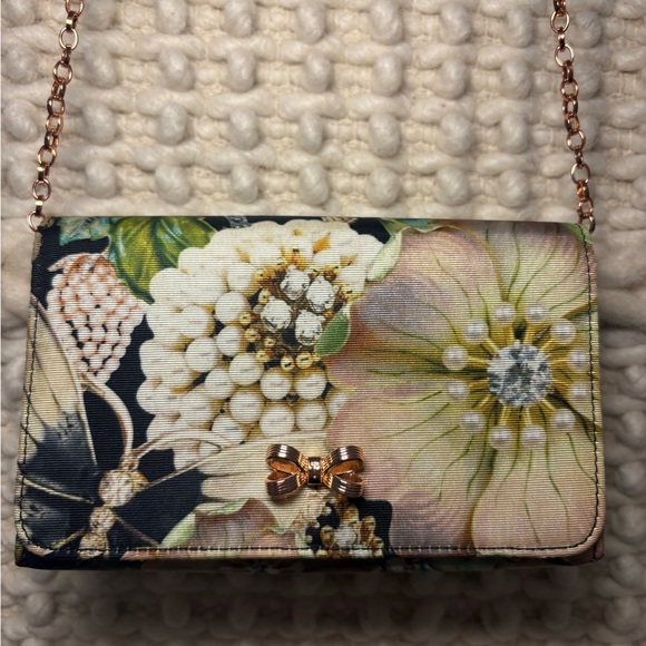Ted Baker Gem Gardens Bow Black Rose Gold Purse with Removable Strap - Picture 3 of 8